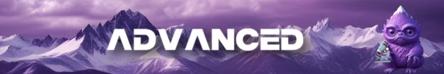 Advanced section of Unleash DeFi guide featuring a purple mascot holding a complex device, symbolizing deeper exploration into DAOs, yield farming, derivatives, and insurance.