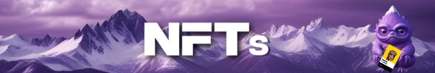 NFTs section of Unleash DeFi guide featuring a purple mascot holding an NFT ticket, representing insights into NFT creation, trading, collateralization, and integration with DeFi.