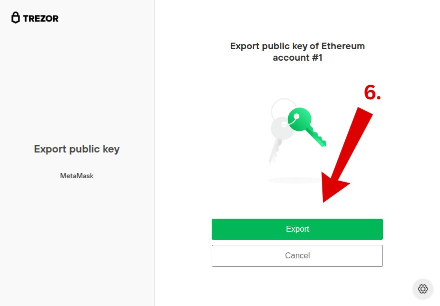 Authorize MetaMask to export Ethereum public key from connected Trezor device