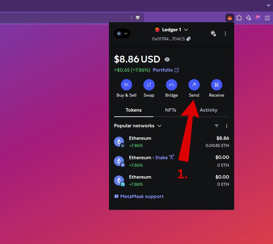 Click the Send button on your MetaMask home screen.