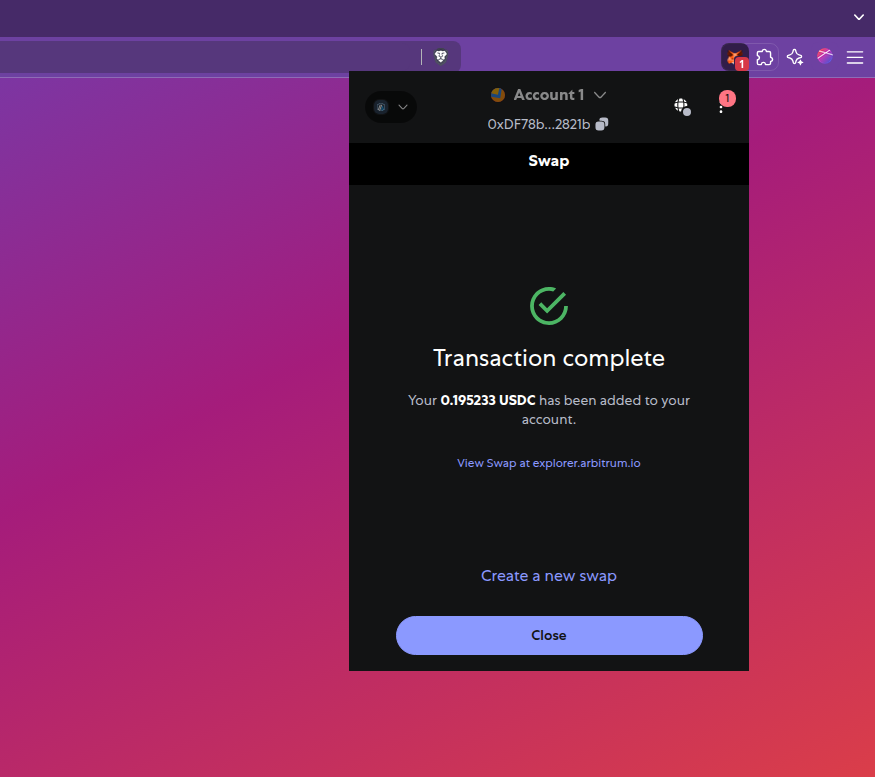 MetaMask will notify you once the swap is confirmed and your new tokens are available in your wallet.